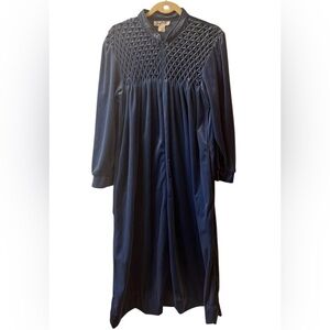 Vintage Saybury Zipper House Robe Royal Blue Size Medium #10216
